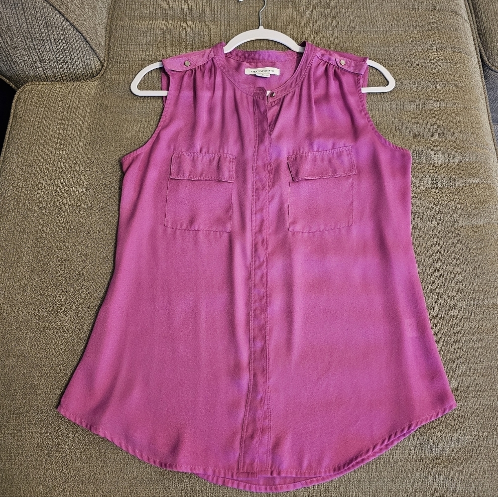 Liz Claiborne Pink Office Casual Button Down Career Top Size Medium